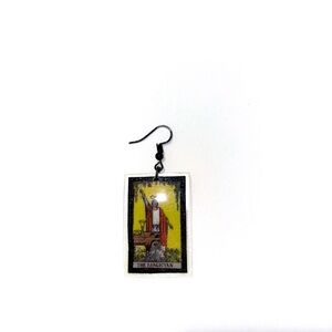 Tarot Card Earring with Yellow and Black Design